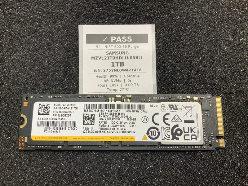 Samsung PM9A1a 1TB NVMe SSD PCIe Gen4 x4 M.2 2280 MZVL21T0HDLU-00BLL 99%