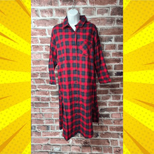 Vintage Y2K Women's CASTING LA Plaid Flannel Shirt Dress Medium