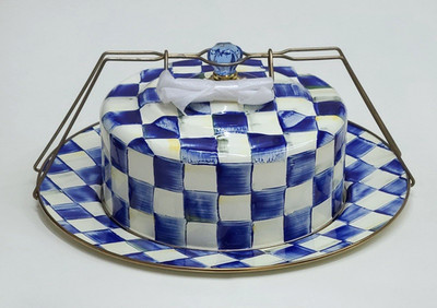 Mackenzie Childs Royal Check Cake Carrier