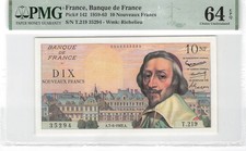 France 10 Nouveaux Francs 1962 P-142 PMG 64 EPQ