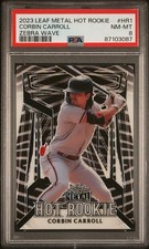 2023 Leaf Metal Hot Rookie Zebra Wave #HR1 Corbin Carroll RC PSA 8 NM-MT