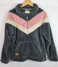 Simply Southern Women's Sweatshirt Small Gray Fuzzy Fleece 1/4 Zip Long Sleeve