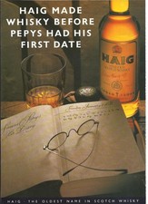 Original Vintage Haig Whisky Werbung 80er Samuel Pepys Tagebuch Papier Magazin A4. Anzeigenleiste