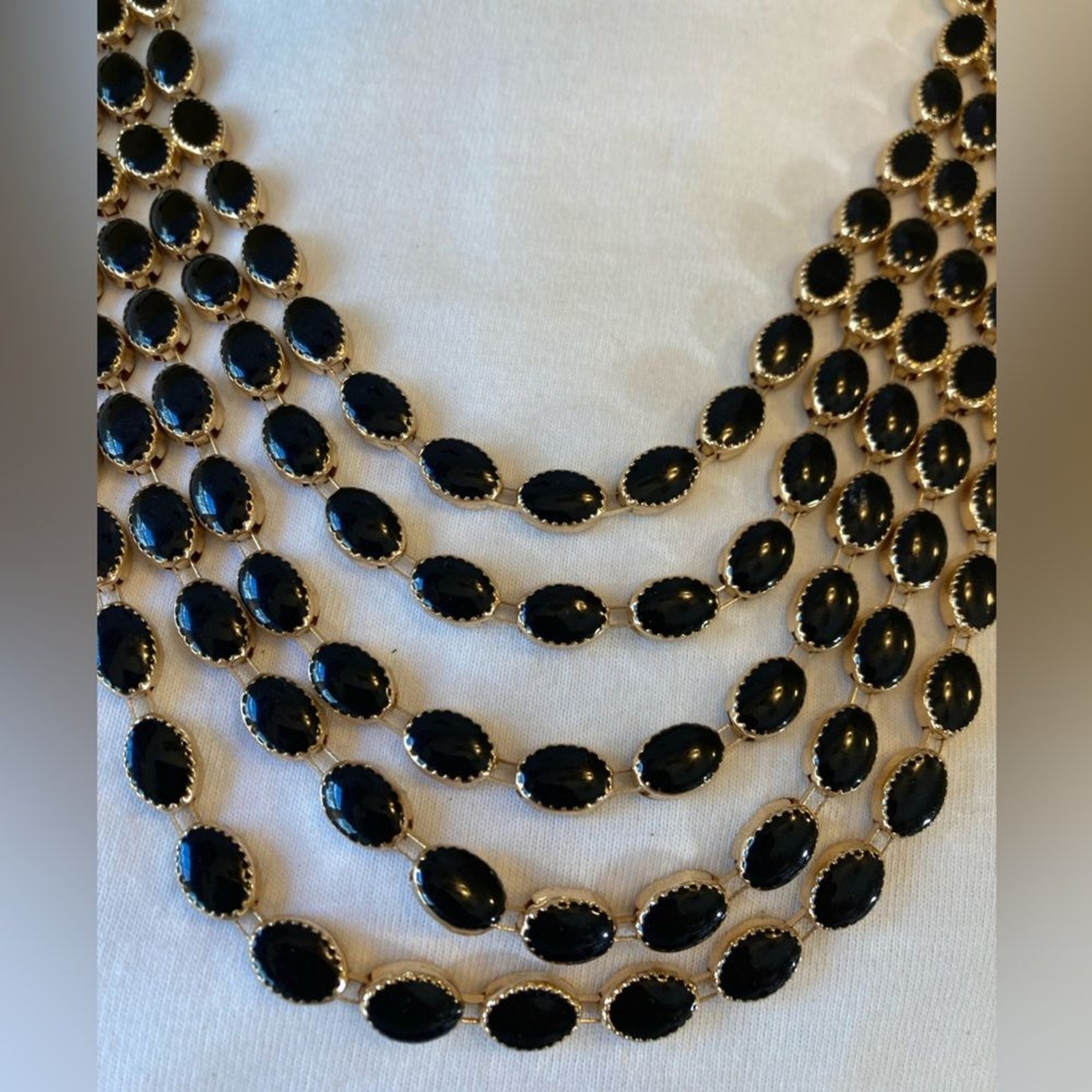 Five Layered Dramatic Black Swag Statement Neckla… - image 5