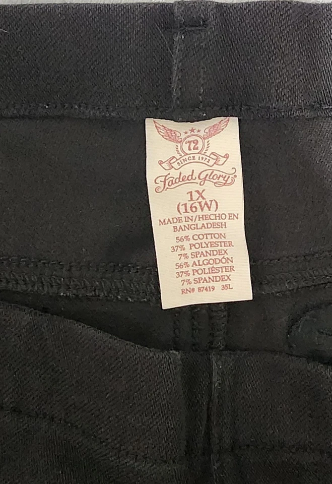 Faded Glory Women's Black Stretch Jegging, Super Soft And Comfy! 1X/ 16W - Image 2 of 4