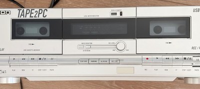 ION Tape2PC iTR01 Dual Cassette Tape Deck USB to PC MP3 Analog Digital Converter