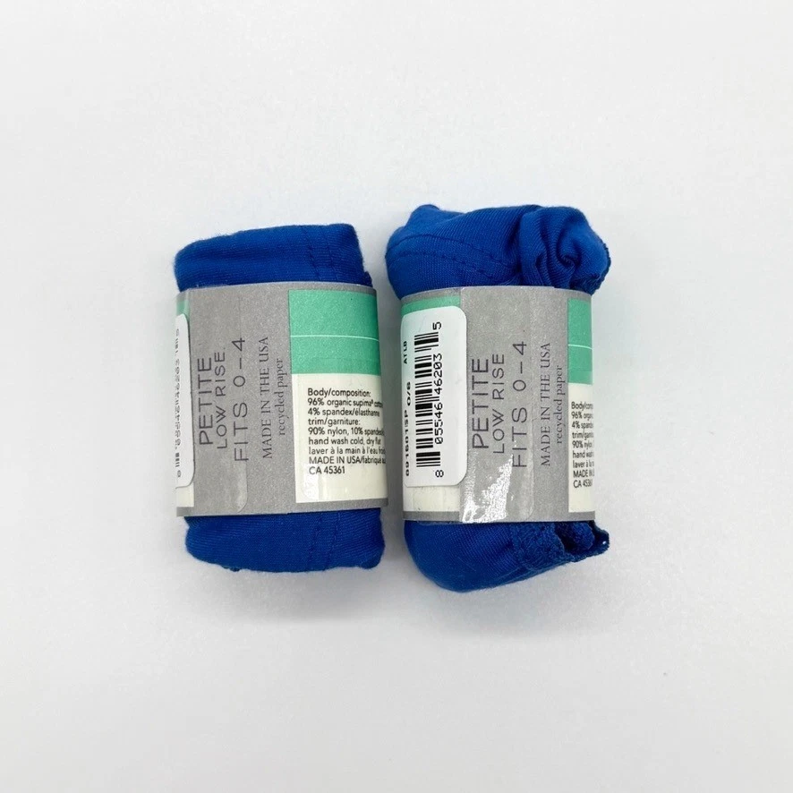 HANKY PANKY Algodón Tiro Bajo Tangas Pequeño 0-4 Bragas Azul Orgánico Conjunto de 2 NUEVO Foto 3 de 4