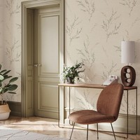Floral Trail Carmella Tapete Metallic Hessian Belgravia Vinyl 7152 GrüN