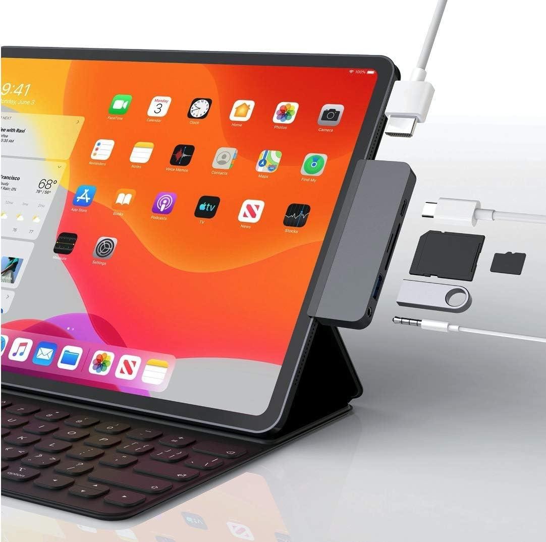 Silver HyperDrive 6-in-1 USB-C Hub HD319B-SILVER for iPad Pro Air Audio HDMI
