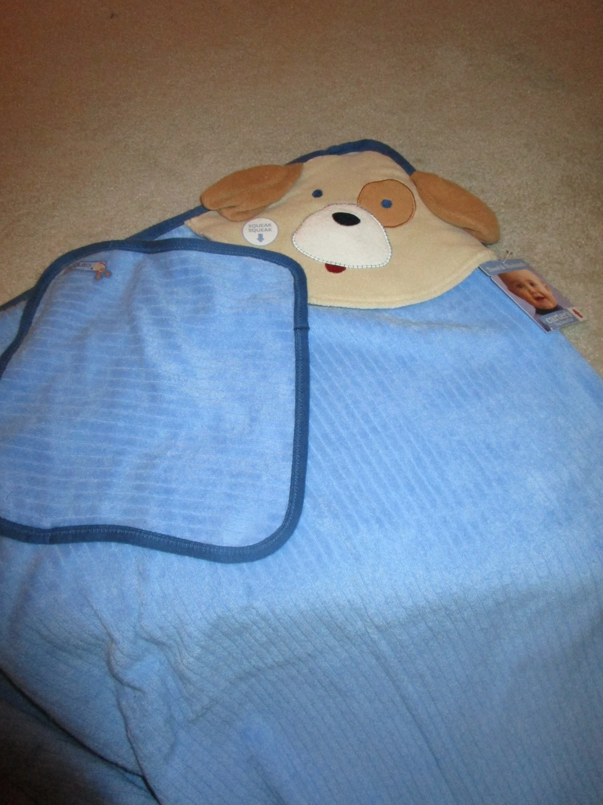 NEW VINTAGE CARER'S DOG GONE CUTE HOODED TOWEL & WASHCLOTH