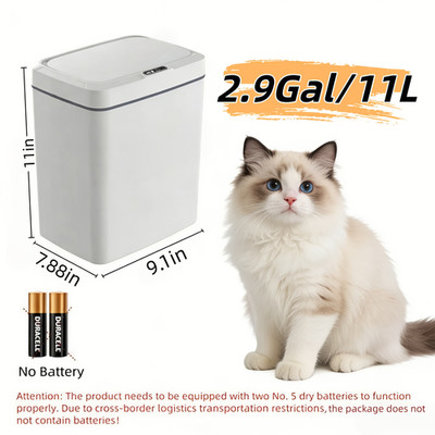 2.9gal Kitchen CanToilet Bathroom Can Automatic Garbage Can with Lid Touch Free