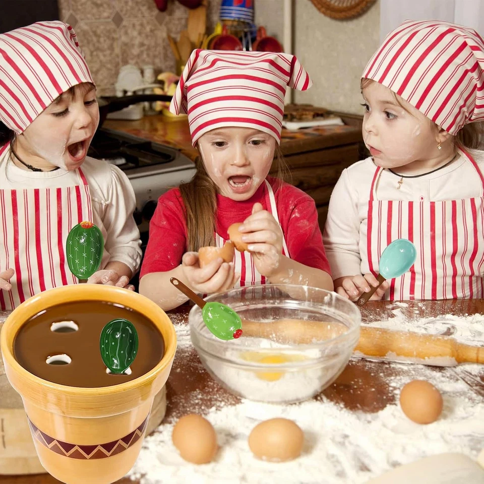BigNoseDeer Ceramic Cactus Measuring Cups and Spoons Set Blue Green  - Image 4 of 4