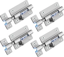 4 Pack Thickened Steel Slide Latch Door Lock Keyless Entry Security Easy Install