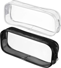 2Pcs Small Clear Cases with Zipper, Makeup Brush Bag for Traveling