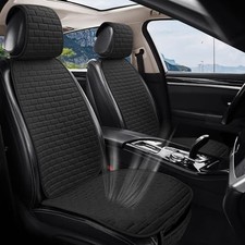 Linen Car Seat Covers, Breathable Front Pair Seat Front Seat Covers Black