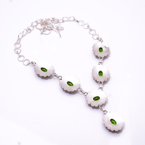 Peridot & Peridot Fine Art 925 Sterling Slver Necklace 17-19" N_9122_389_2 - Picture 2 of 3