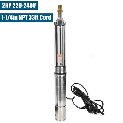 2HP Deep Well Submersible Pump, 4'', 220V, 37 GPM, 427FT Max, 12 Stage 60Hz