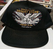 Vintage 90s Operation Desert Storm BLACK Foam Hat Snapback Rope