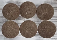 (6) Vintage Prym Handmade Beige Fabric Metal Shank Buttons