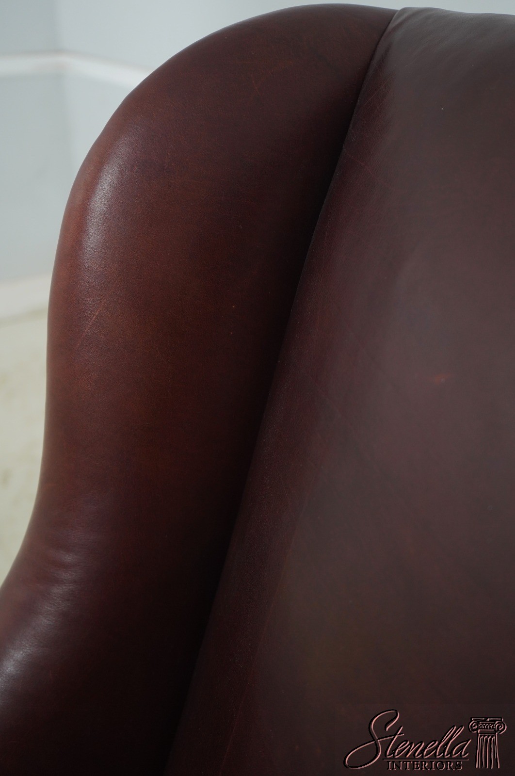 70068: HENREDON Irish Georgian Style Leather Wing Chair