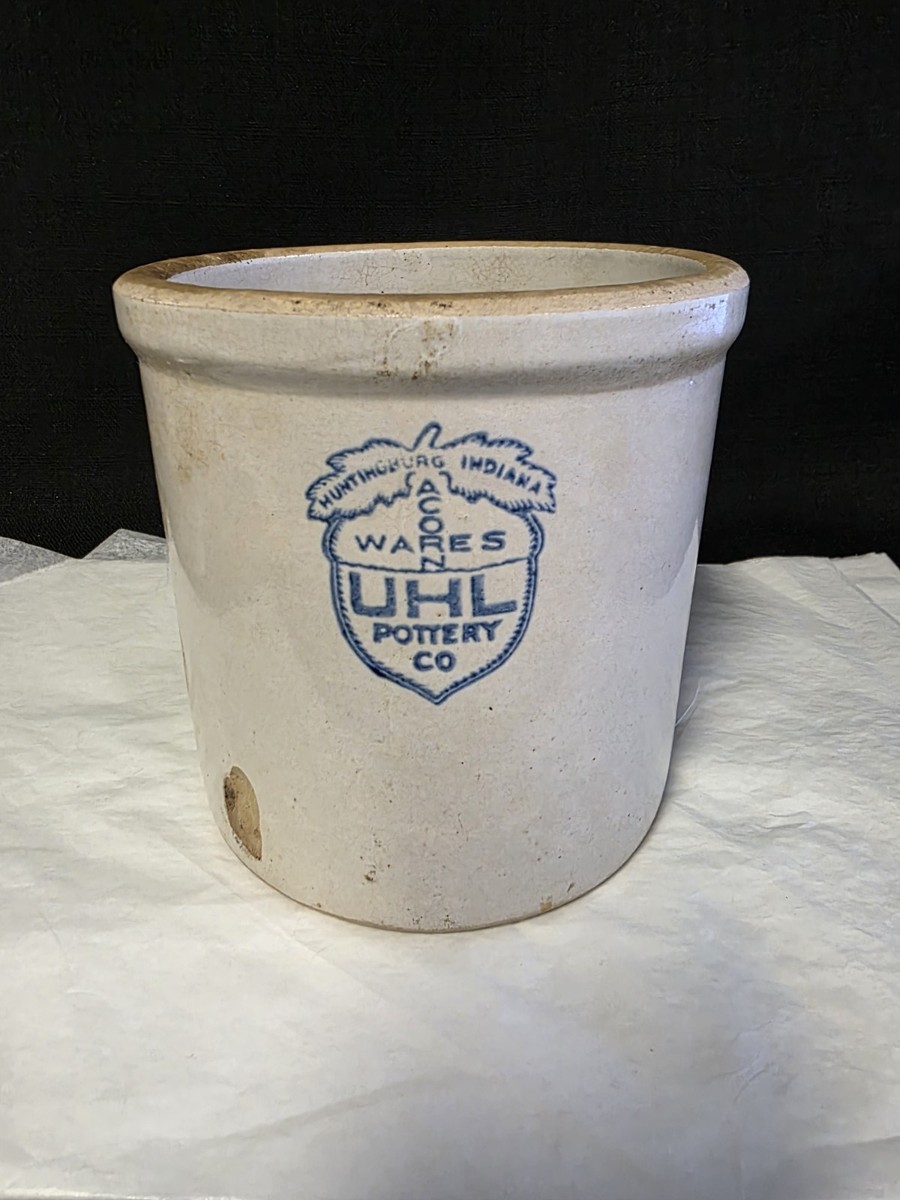 Vintage UHL Pottery Co Acorn Wares Crock 6