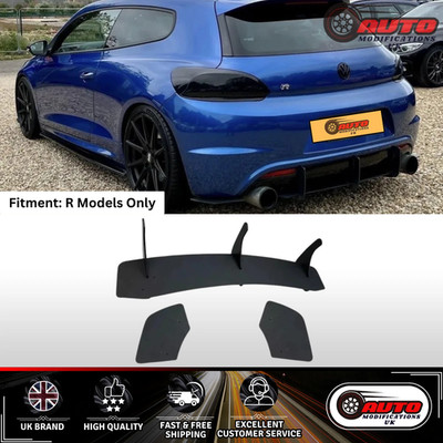 VW Volkswagen Scirocco R MK3 Rear Finned Diffuser Valance Gloss Black 2008-2014