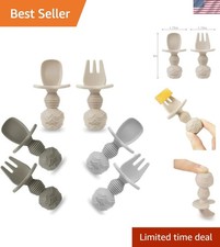 6 Pack Silicone Baby Spoons and Fork Feeding Set- Anti-Choke First Self Feedi...