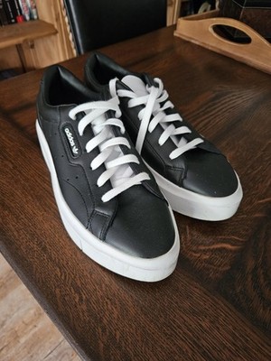 adidas Super Sleek Leder Sneaker Schwarz Gr. 40 2/3 UK7 US 8.5