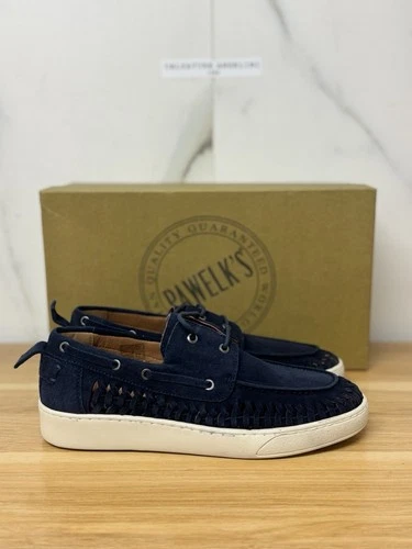 Pawelk’s Boat Shoes Leather Suede Navy Hand Made In Italy Men 44