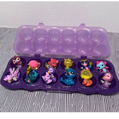 Hatchimals CollEGGtibles Glitter Egg Carton 12 Pack Mini Figures Purple Case