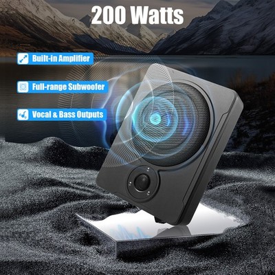 600W Untersitz Aktiv Subwoofer 8'' Ultradünner Auto Verstärker Bass mit Kabelset