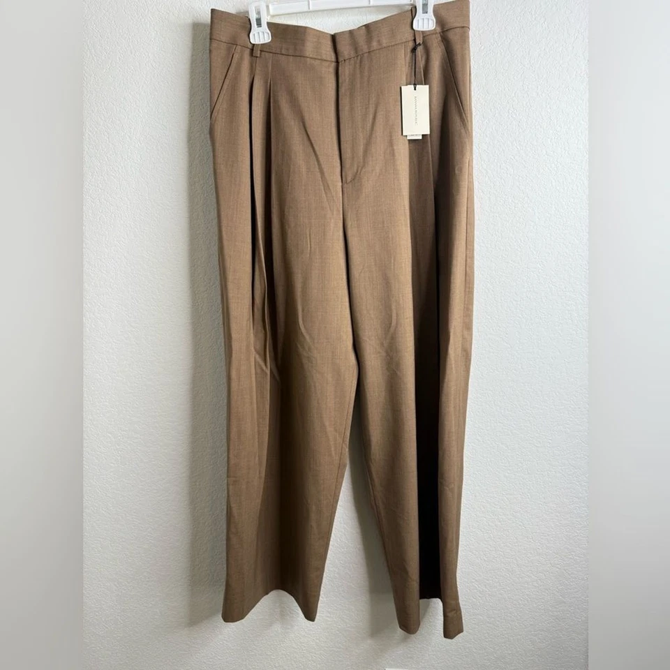 Nuevo con etiquetas Pantalón Banana Republic Soho tiro alto pierna ancha lana italiana talla 12 Foto 2 de 4