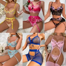 Sexy Women's Lingerie Lace Underwear Bra Set Garter Babydoll Nightwear Sleepwear