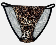 Satin String Bikini Panty Leopard Print M