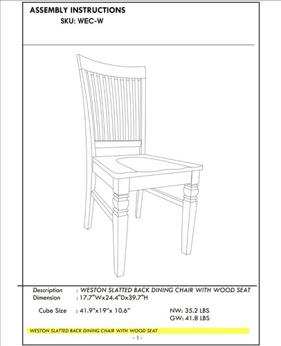 Set of 2 Weston dinette kitchen dining chairs w/ plain wood seat in cherry black - Picture 6 of 9