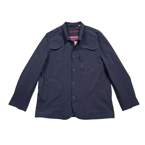 Robert Graham Jacket Mens 3XL Navy Nylon Stretch Tailored Fit Rain Overcoat