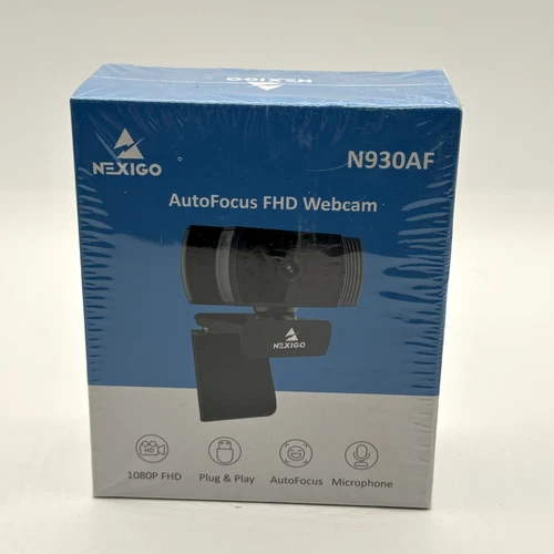 Nexigo N930AF HD Webcam AutoFocus 1080P Plug & Play Microphone-New Sealed Box