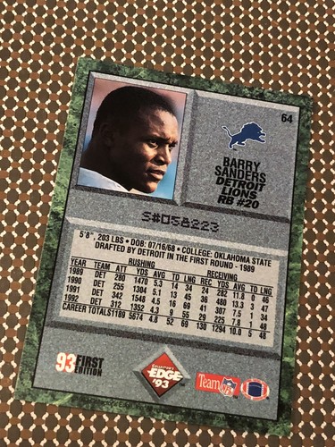 1993 ~ BARRY SANDERS #64 / COLLECTORS EDGE FOOTBALL CARD - 1ST EDITION / MINT - Picture 18 of 23