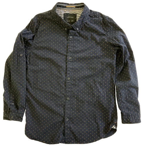 Cactus Boys Navy Button Down Long Sleeve Shirt Navy w/Polka Dots Size 11/12 - Picture 2 of 8