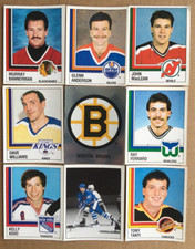 1987-88 Panini Lot of 9 mixed Hockey card stickers. Glenn Anderson & Bruins Foil