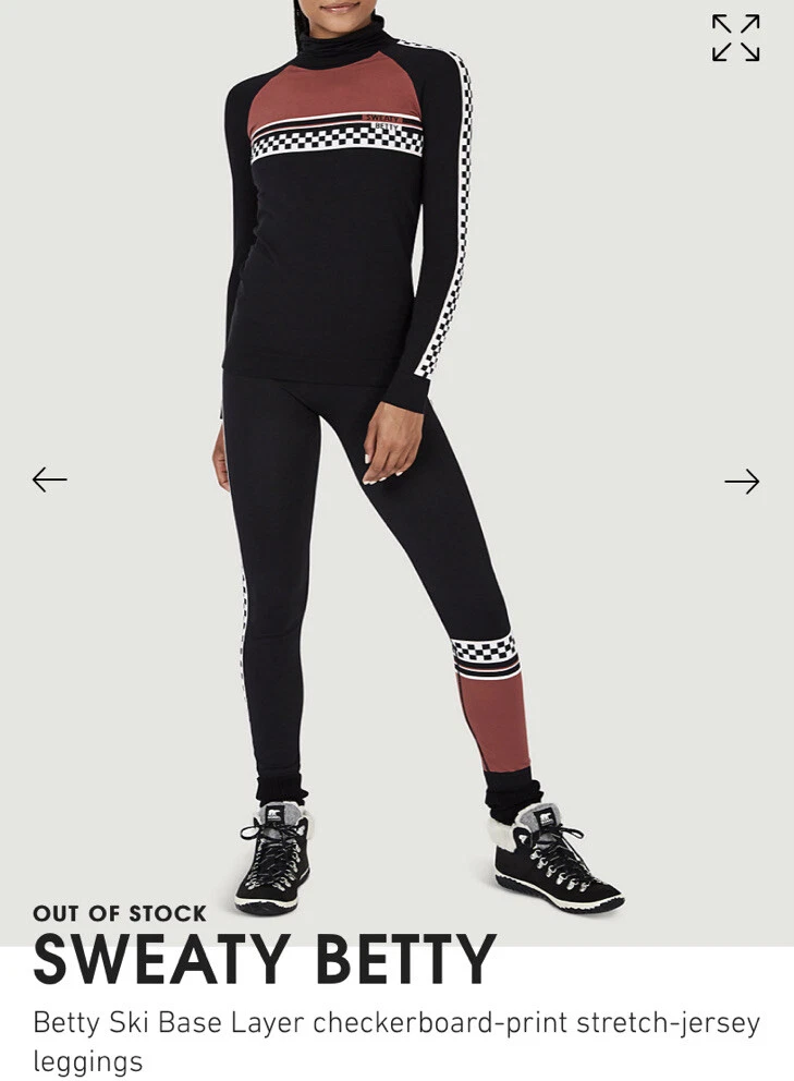 Sweaty Betty Seamless Ski Base Layer Set Top & Leggings XS Checkerboard  Thermals