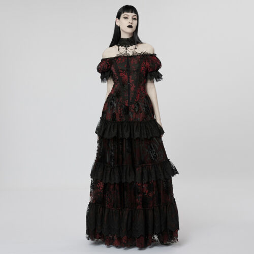 NEW Punk Rave Rock Gothic Queen Gorgeous Palace Black or Red Lace Dress Q-613 - Bild 3 von 40