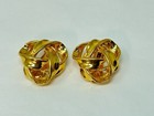 Beautiful Vintage Goldtone Ribbon Knot Shaped Clip on Earrings