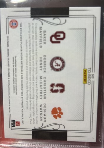 2018 national treasure Mayfield, Henry ,Watson ,McCaffrey, BGS 9. 18/ 99 - Picture 3 of 4