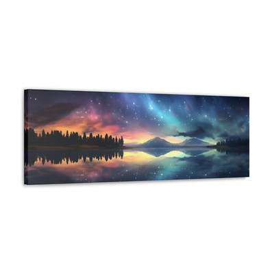 Sterne am Himmel Leinwand Sterne reflektieren auf dem See Landschaft Wandkunst Dekor