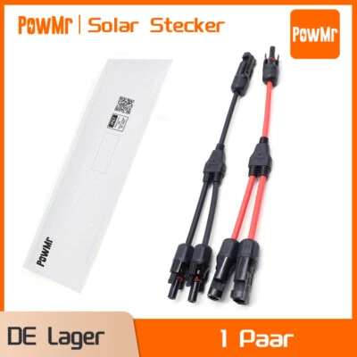 PowMr Y Solarstecker Verteiler Buchse 2 Fach Solarpanel Kabel Adapter Solarkabel
