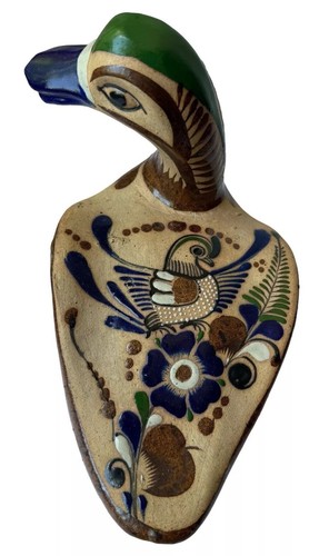 Pato de cerámica mexicano Tonala grande artista firmado arte popular tradicional cisne ganso - Imagen 2 de 20