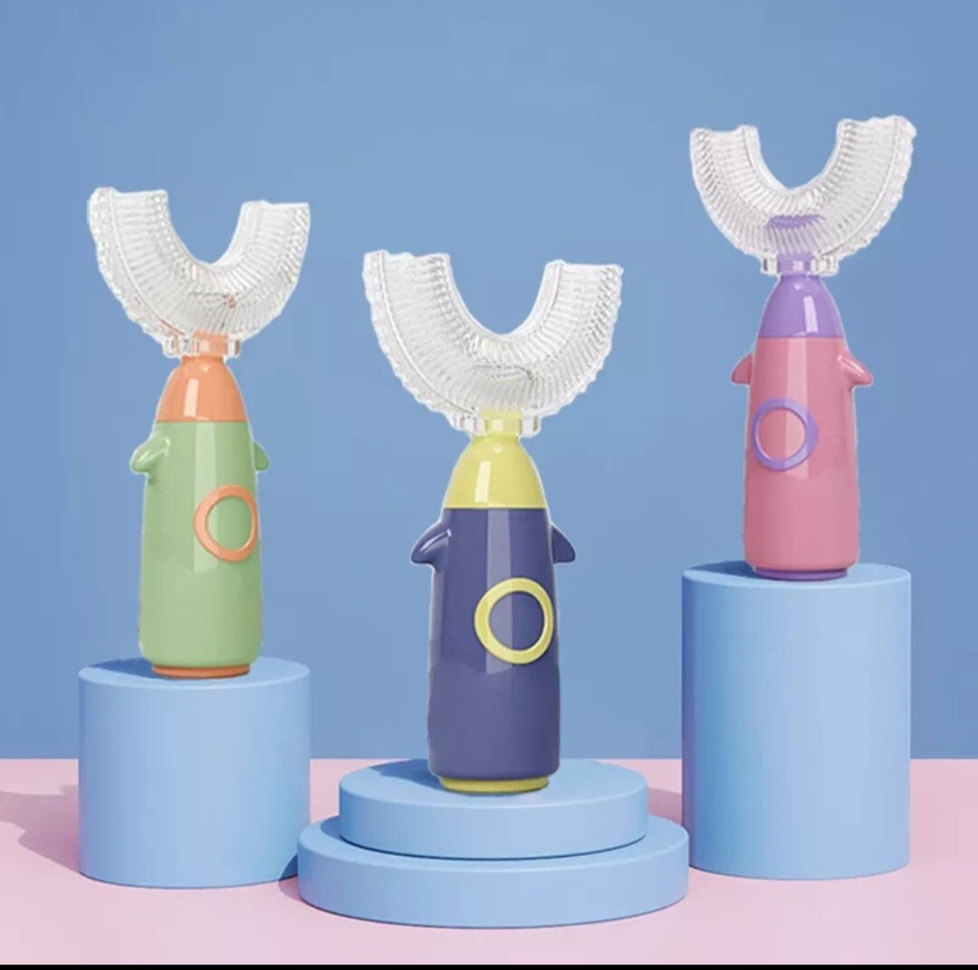 Rocket Kids U-Shaped Toothbrush Food Grade Soft Silicone Brush Head 360 Cleaning