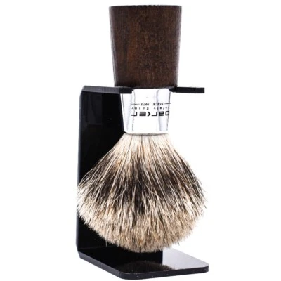 Deluxe Parker Walnut & Chrome Handle Handmade Pure Badger Shave Brush & Stand - Image 1 of 4