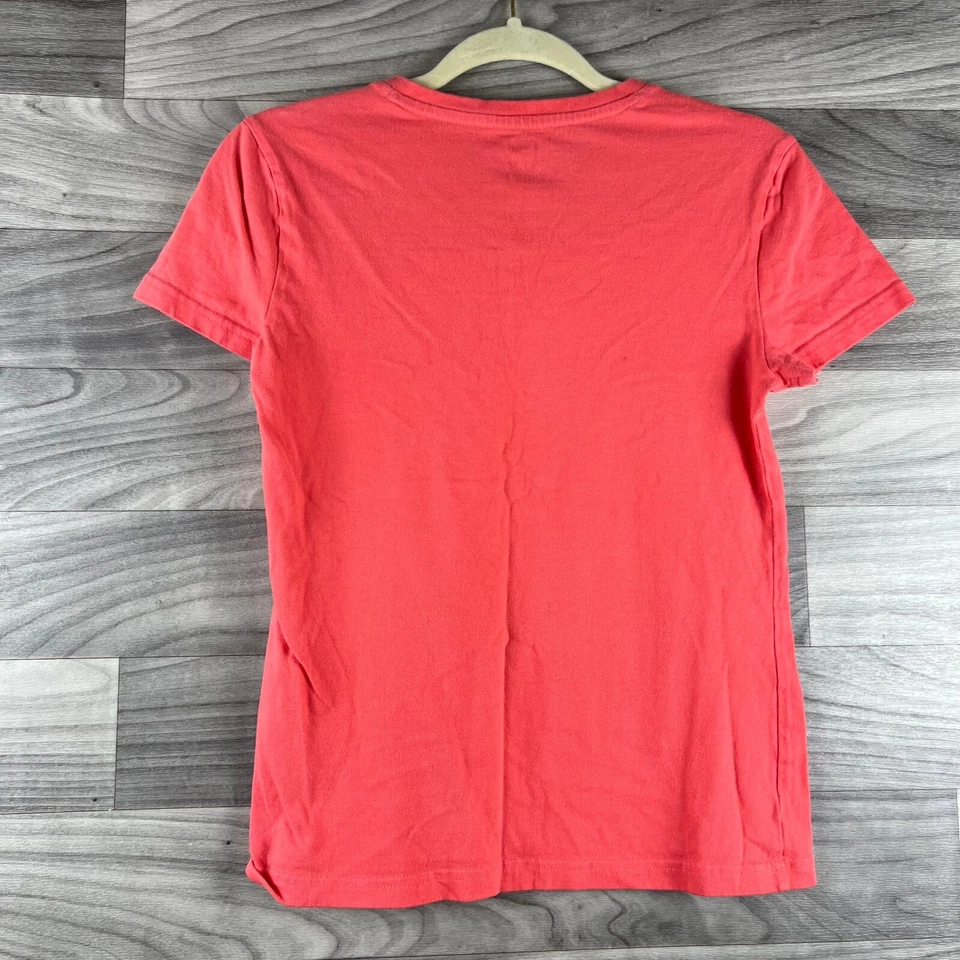 Camiseta Reebok Feminina XS Rosa Manga Curta Decote V Pulôver Logotipo Algodão - Imagem 2 de 4